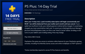 PS Plus Free 14 Day Trial