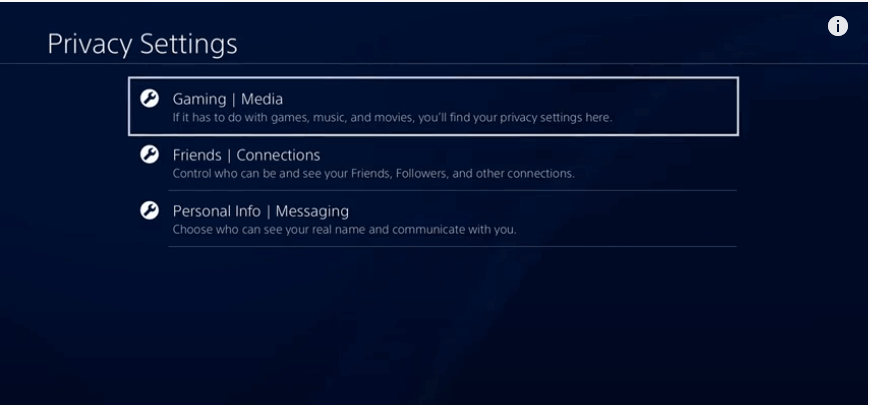 PS4 Privacy Settings Screen