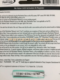 Image of a PSN Gift Code